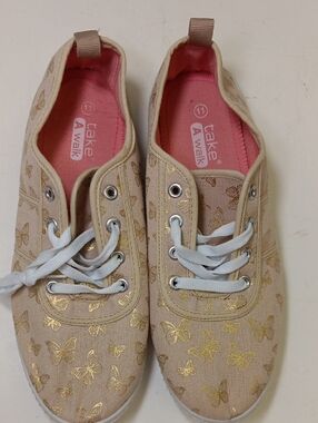 Women’s Take A walk Canvas Sneakers with Gold Butterfly Print